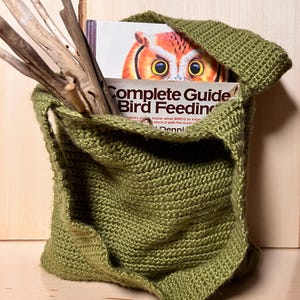 Handmade Small Green Crochet Tote Bag