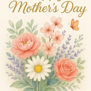 Mother's Day Card - Digital Mother's Day Combo - Card with quote, special coupon book, download and print at home. Floral Card