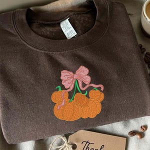EMBROIDERED Coquette Halloween Pumpkin Mickey Sweatshirt, Fall Disney Crewneck, Spooky Season Cute Cozy, Pumpkin Disney Shirt, ESL519