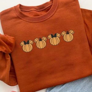 EMBROIDERED Mickey Minnie Halloween Pumpkin Sweatshirt, Fall Disney Crewneck, Spooky Season Cute Cozy, Pumpkin Disney Shirt, ESL520