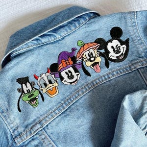 EMBROIDERED Disney Halloween Jean Jacket, Mickey and Friends Embroidery Jean Jacket, Disney Halloween Jacket,Disney Trip Outfit, EJL001