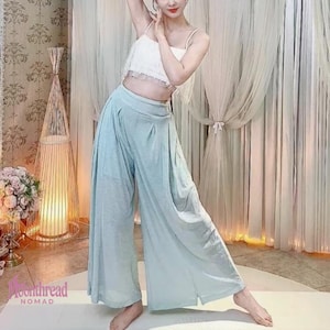 Women’s Wide Leg Yoga Pants - Summer Mesh Lounge Trousers - Flowy Dance Pants - High Waist Boho Palazzo Pants - Casual Workout Pants
