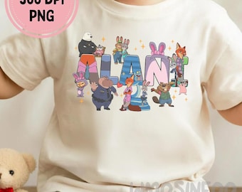 Digital Download Custom Name Toddler Zootopia Personalized Nick Judy Hopps Png, Custom Birthday Boy Girl Png, Disneyland Trip Png