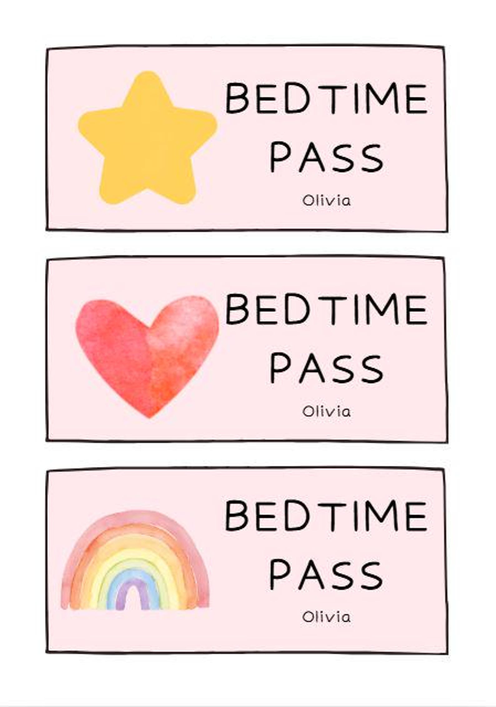 Bedtime Pass and Routine – Kid and Toddler Checklist & Passes ...