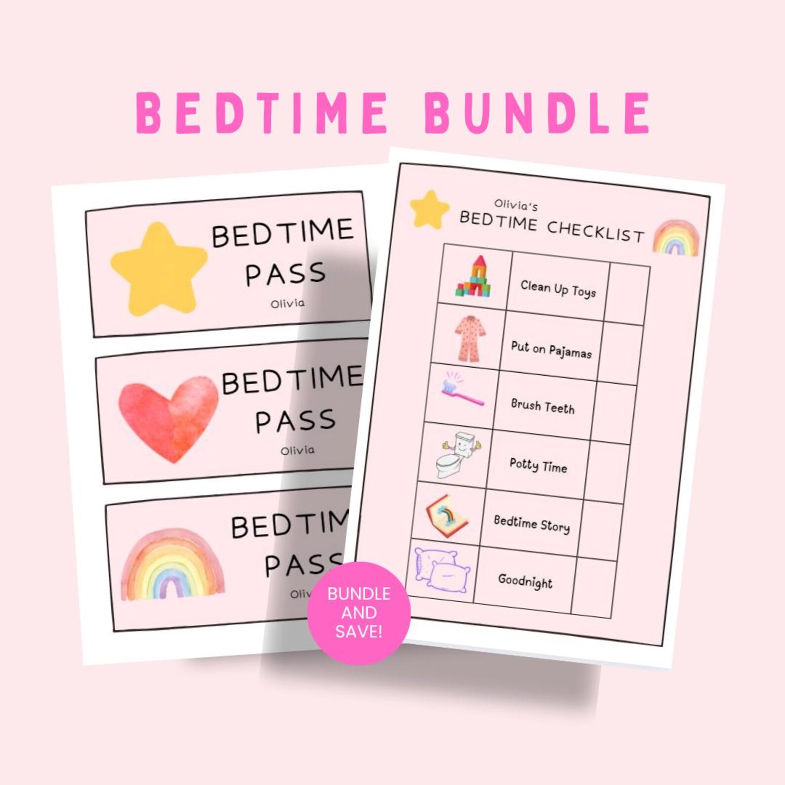 Bedtime Pass and Routine – Kid and Toddler Checklist & Passes ...