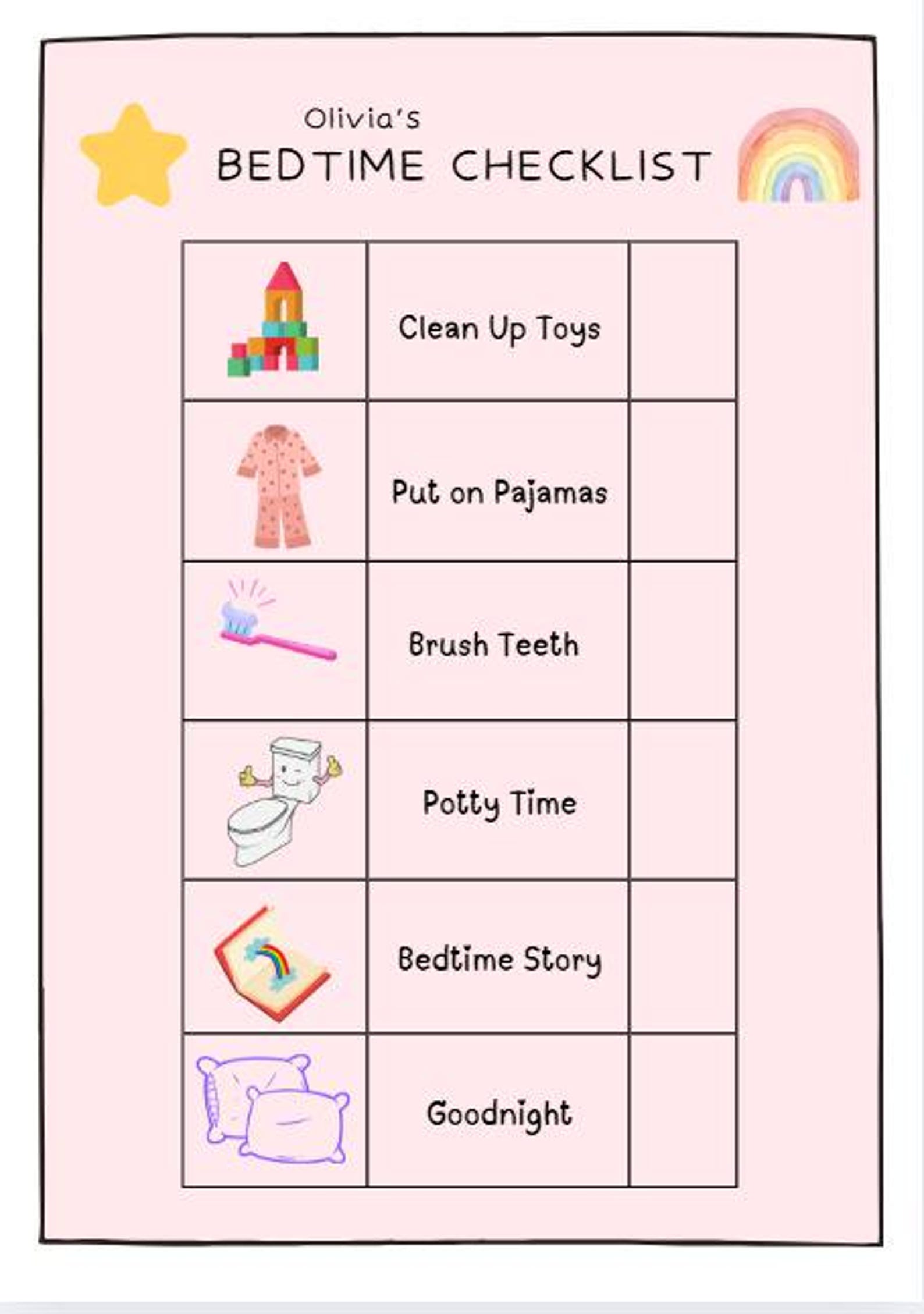 Bedtime Pass and Routine – Kid and Toddler Checklist & Passes ...