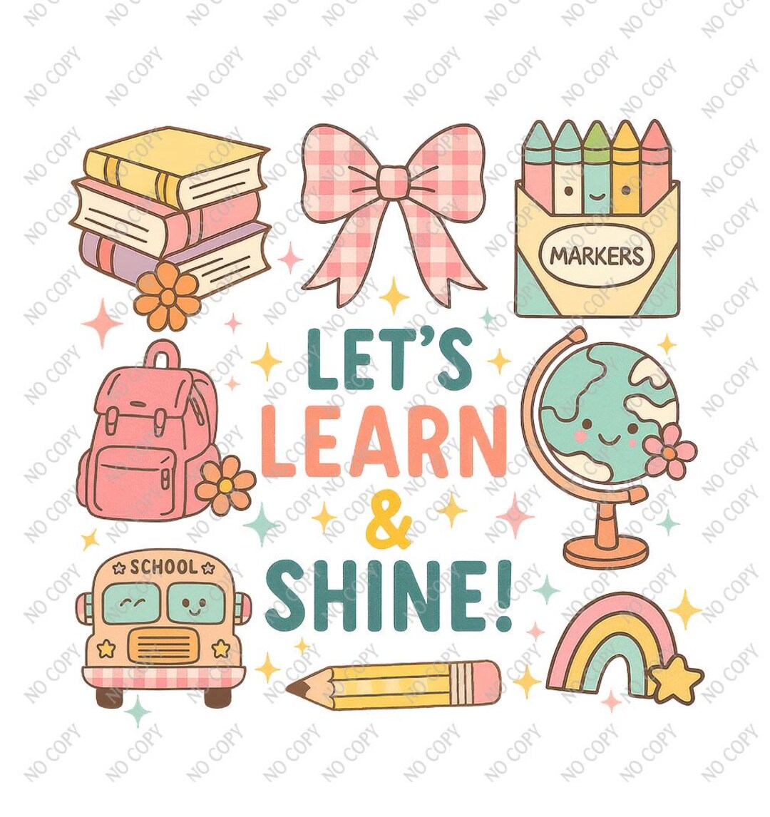 Let’s Learn and Shine PNG File - Cute School Elements Digital Download ...