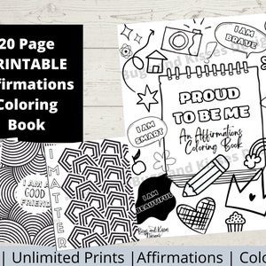20 Page Affirmations Coloring Book - Printable PDF