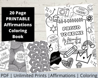 20 Page Affirmations Coloring Book - Printable PDF