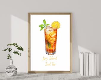 Long Island Iced Tea Printable Art – Instant Download, Home Bar Wall Print