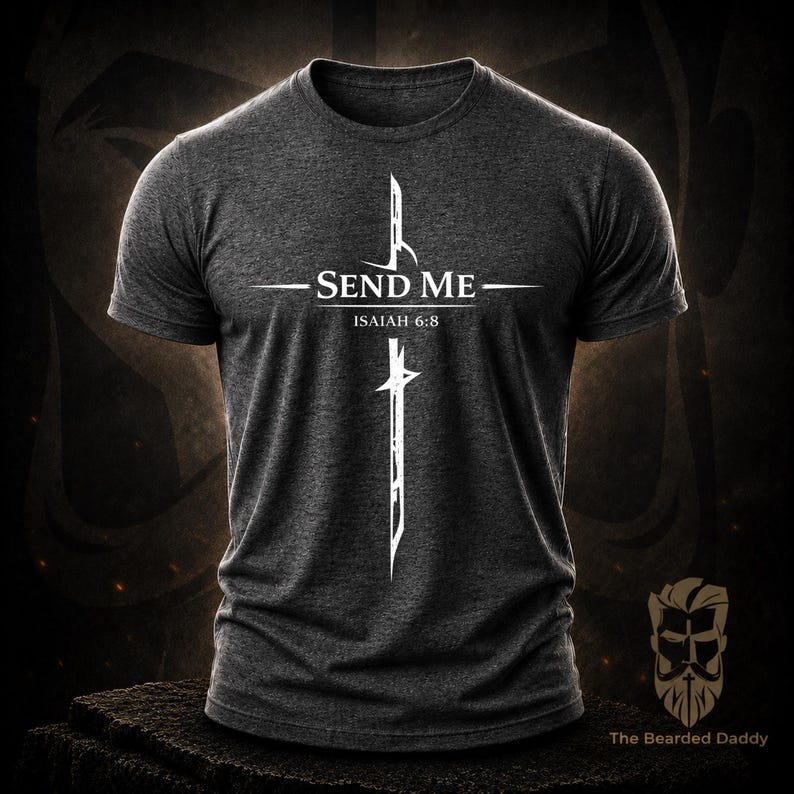 Isaiah 6:8 Shirt Christian T-Shirt Send Me Bible Verse Tee Faith Apparel Jesus Shirt Religious Gift Christian Clothing bild 10