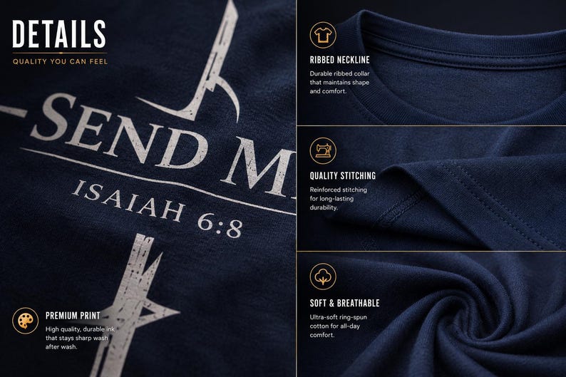 Isaiah 6:8 Shirt Christian T-Shirt Send Me Bible Verse Tee Faith Apparel Jesus Shirt Religious Gift Christian Clothing bild 2