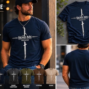 Isaiah 6:8 Shirt Christian T-Shirt Send Me Bible Verse Tee Faith Apparel Jesus Shirt Religious Gift Christian Clothing bild 3
