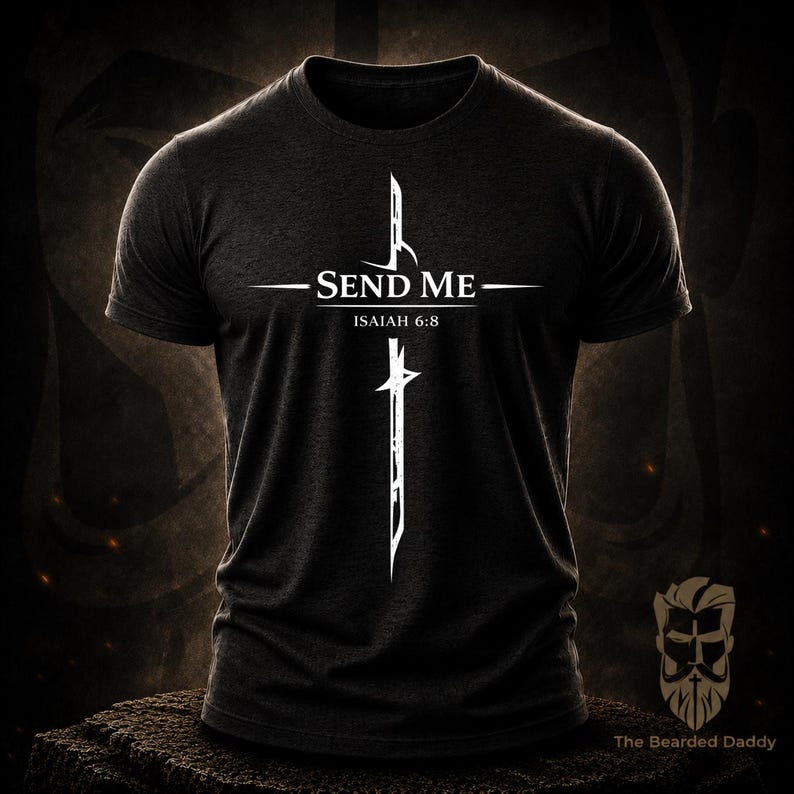 Isaiah 6:8 Shirt Christian T-Shirt Send Me Bible Verse Tee Faith Apparel Jesus Shirt Religious Gift Christian Clothing bild 6