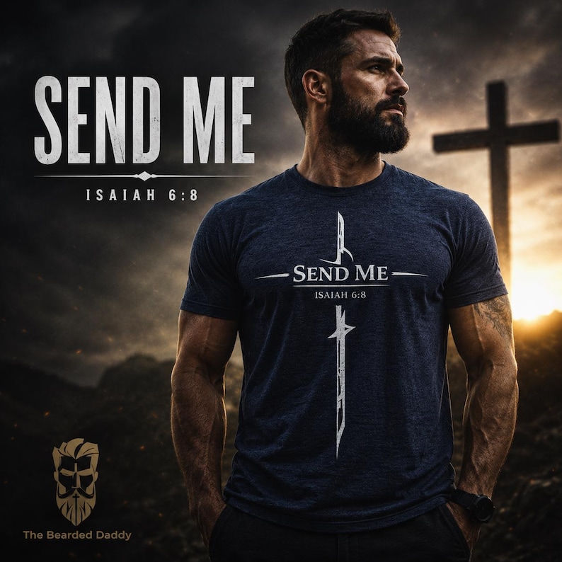 Isaiah 6:8 Shirt Christian T-Shirt Send Me Bible Verse Tee Faith Apparel Jesus Shirt Religious Gift Christian Clothing bild 1