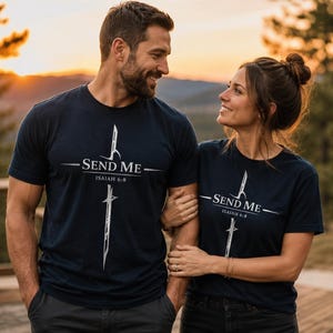 Isaiah 6:8 Shirt Christian T-Shirt Send Me Bible Verse Tee Faith Apparel Jesus Shirt Religious Gift Christian Clothing bild 5