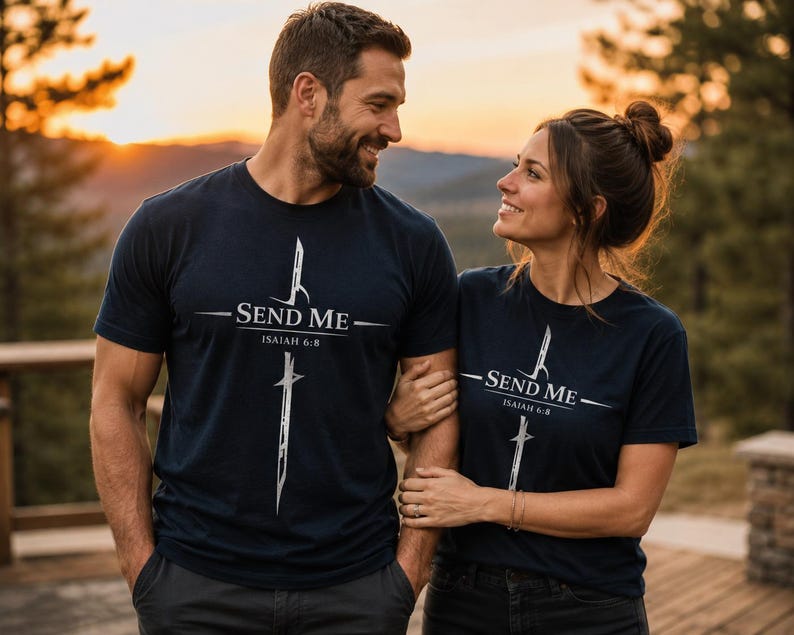 Isaiah 6:8 Shirt Christian T-Shirt Send Me Bible Verse Tee Faith Apparel Jesus Shirt Religious Gift Christian Clothing bild 5