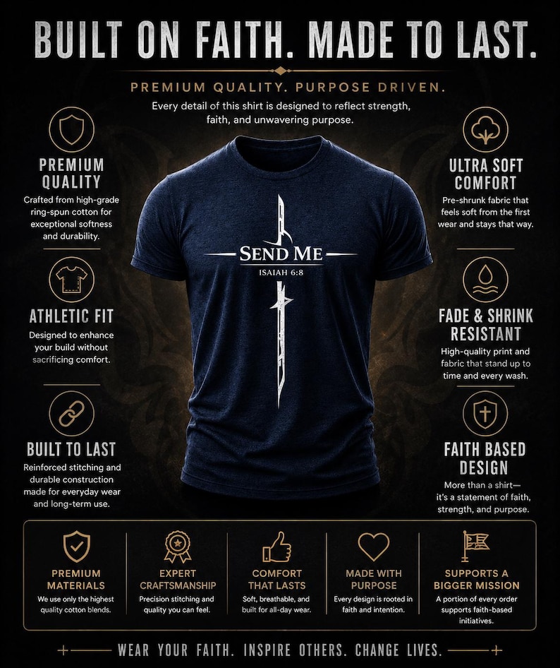 Isaiah 6:8 Shirt Christian T-Shirt Send Me Bible Verse Tee Faith Apparel Jesus Shirt Religious Gift Christian Clothing bild 4
