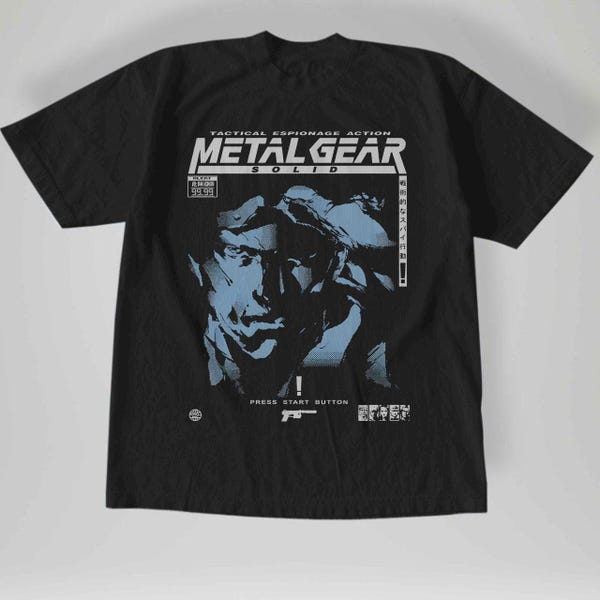Men T-Shirts Metal Gear Solid MGS1 Snake Funny Pure Cotton Tee Short Sleeve Game