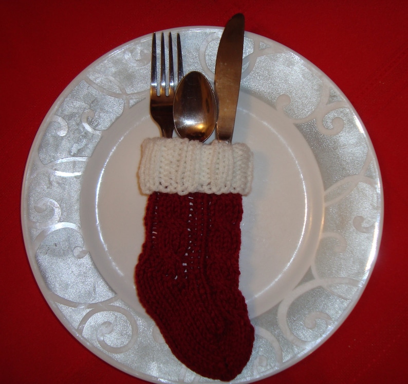 Knitted Christmas Stocking Silverware Holder PATTERN Etsy UK