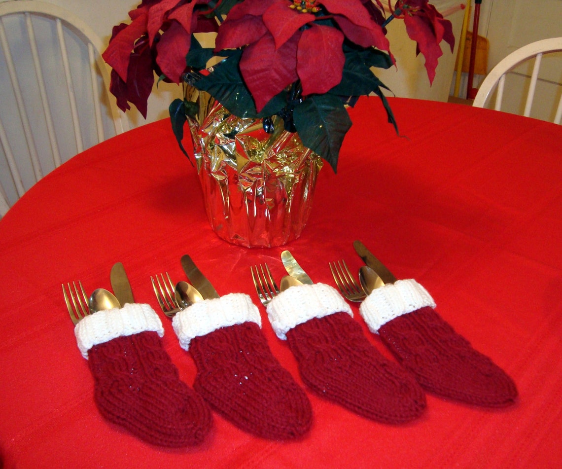 Knitted Christmas Stocking Silverware Holder PATTERN Etsy