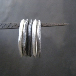 Stacking rings, wavy rings, mixed metal, 5 bands, textured rings, uneven rings, oxidized rings