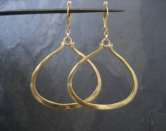 Triangular earrings, hoop earrings, triangle dangle, gold hoops, asymmetrical earrings