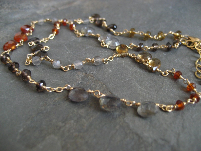 Multi gem stone necklace gold filled image 4