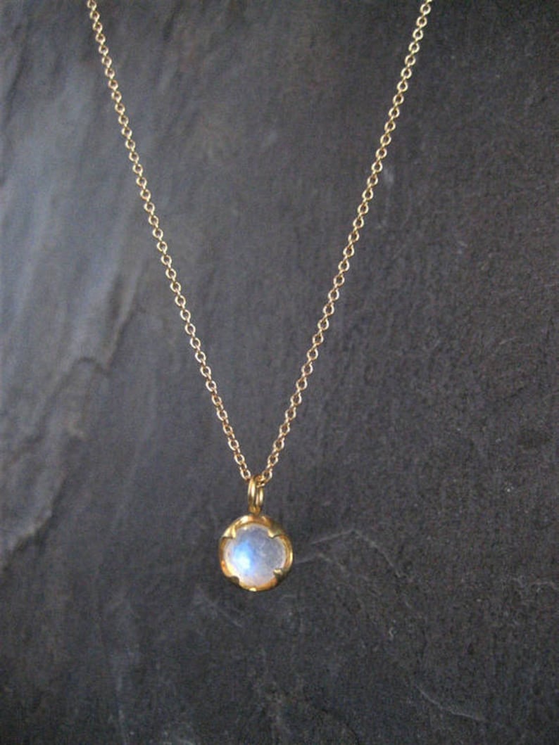 •LINKED• rainbow moonstone + gold necklace (19