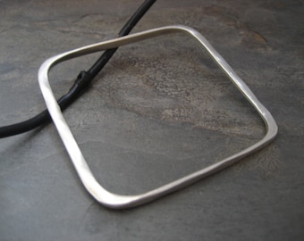 Square asymmetrical bangle - solid sterling silver