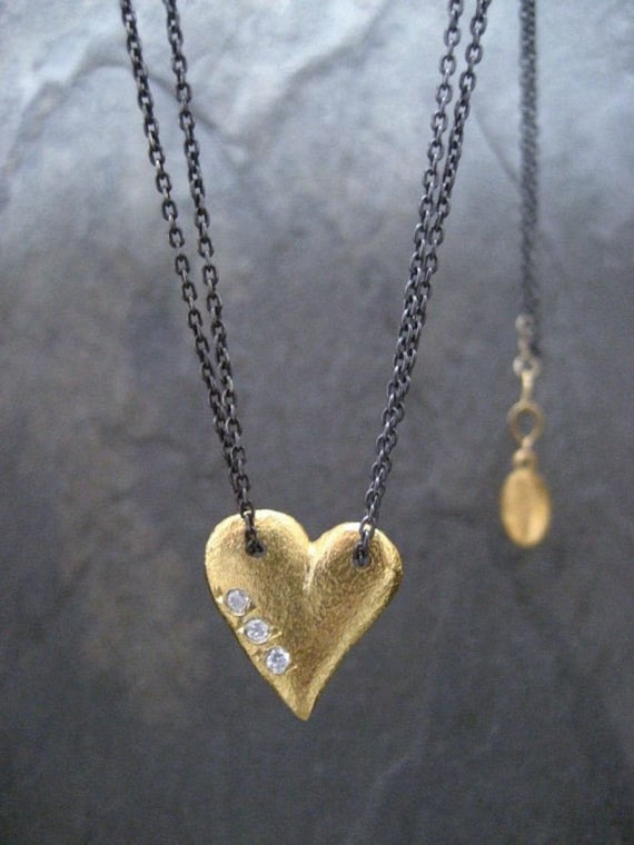 Heart of Gold Heart Pendant Love Necklace Valentine Heart Etsy