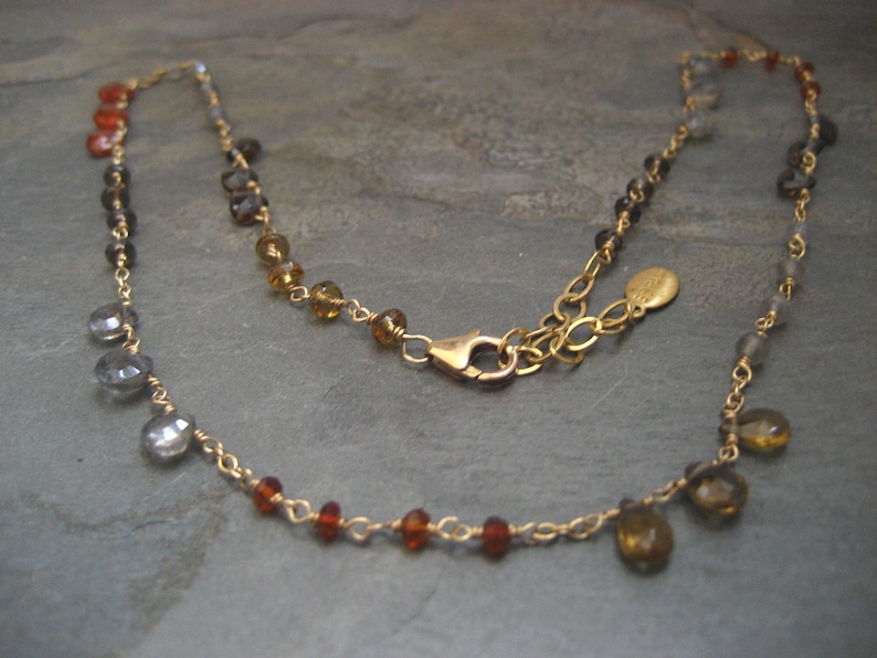 Multi gem stone necklace gold filled image 5