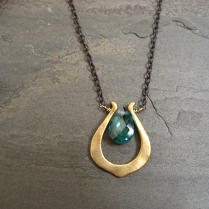 Blue topaz cz necklace - vermeil-sterling silver