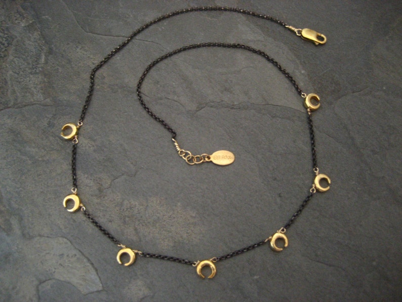 Crescent necklace, lunar pendants, half moon necklace, chain with crescent, arc chain, croissant, crescent choker image 2