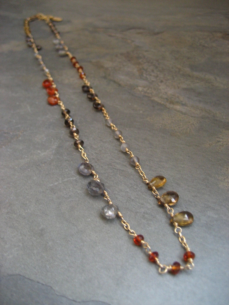 Multi gem stone necklace gold filled image 2