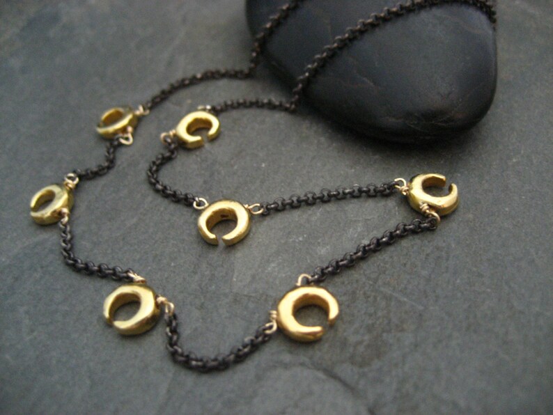 Crescent necklace, lunar pendants, half moon necklace, chain with crescent, arc chain, croissant, crescent choker image 5