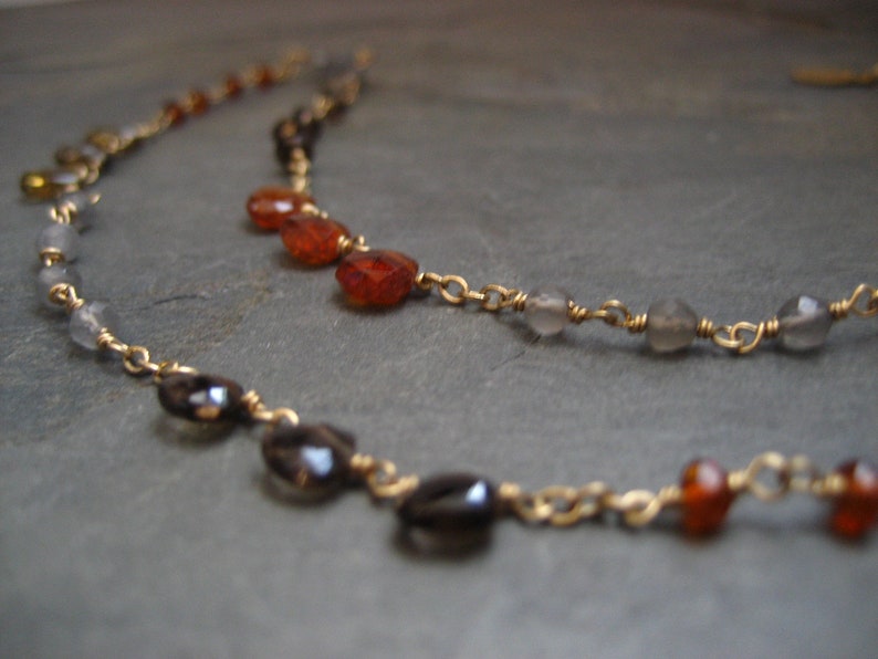 Multi gem stone necklace gold filled image 3