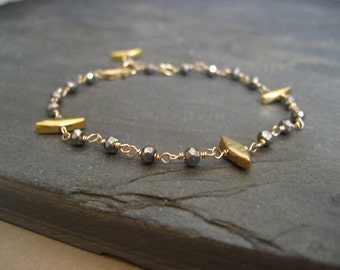 Bracelet Spike pyrite - rempli d’or et de vermeil