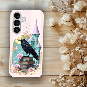 Fairy Tale Phone Case Pastel Princess Castle Phone Case Gift for Girls Raven Books Lover Gift Soft-Goth Phonecases Fantasy iPhone Samsung
