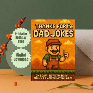 Papa Witz Druckbare Karte für den Vatertag Gaming Karte von Tochter Mein Papa Karte von Sohn Süße Papa Karte Downloaden Coole Geburtstagskarte für Stiefvater