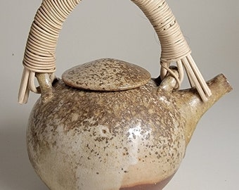 Wood-fired Tea Pot with cane handle #776