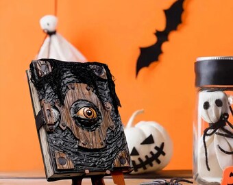 Horror Book Creepy Devil Eye, Halloween Prop, Spooky Decor Monster Book, Spell Book Witch Decor, Gothic Decor Occult Haunted Prop Grimoires.