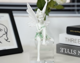 Angel Wing Figurine, Sculpture, Whimsical Mythical Home Decor, Serene Angel Wings Figurine, Elegant Sculpture, Handcrafted Patio Centerpiece