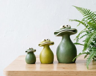 Big Mouth Frog Figurine, Funny Resin Frog Statue in Small, Medium, Large or Set of 3, Quirky Frog Decor, Plant Lover Gift