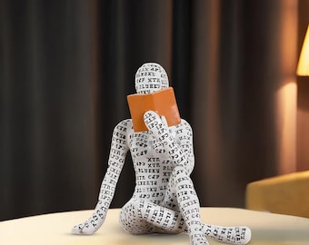 Reading Statue Sculpture for Modern Home, Abstract Decor, Thinker Figurine, Book Lover Gift, Unique Desk Decoration, Minimalist Decor statue
