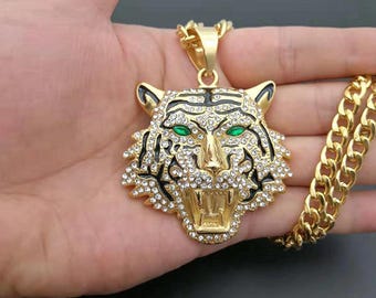 Gold Minimalist Tiger Necklace, Sterling Silver Panther Necklace, Leopard Necklace, Lion Necklace, beer bottle opener tiger head pendant