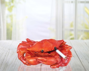 crab cigarette holder Coastal Crab Ashtray With Lid | Decorative Ceramic Cigar Holder