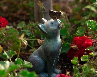 Cat & Butterfly Garden Statue, Garden Ornament, Garden Decor, Home Decor, Lawn Decor, Outdoor Cat Crafts Decor, Garden Sculpture (DIY).