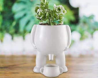 Decoración de escritorio original y divertida, regalo irreverente para amantes de las plantas, maceta de cerámica sarcástica para suculentas, accesorio de jardín de oficina peculiar.