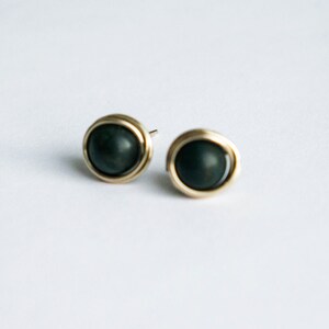 Green Bloodstone Statement Studs